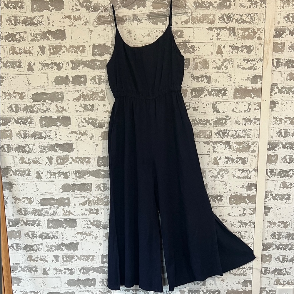 Haute Hippie blue linen blend wide leg jumpsuit
